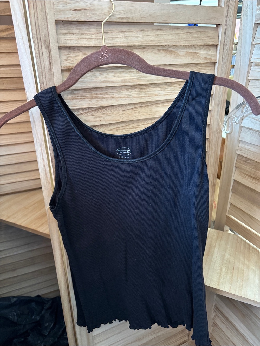 Talbots Black Ribbed Scoop Neck Tank Petite Small